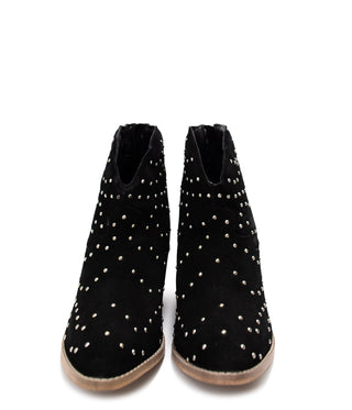 Twilight Studded Heeled Ankle Boot in Black - Glamourous Grace