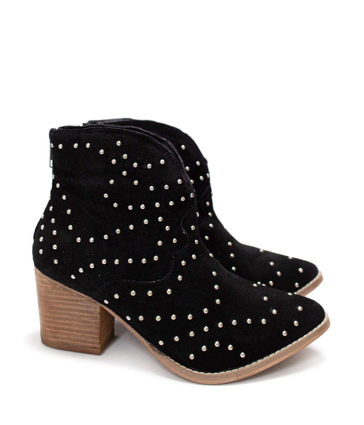Twilight Studded Heeled Ankle Boot in Black - Glamourous Grace