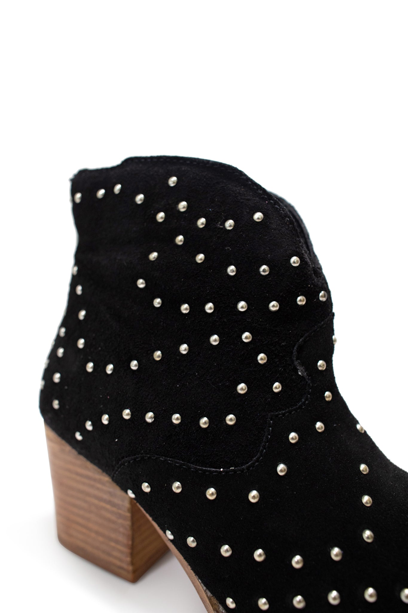 Twilight Studded Heeled Ankle Boot in Black - Glamourous Grace