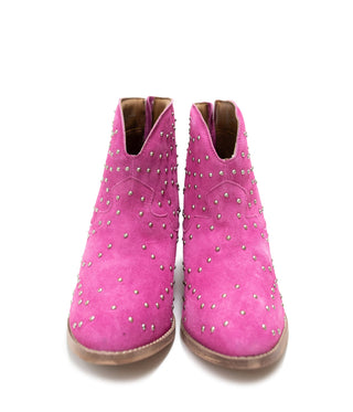 Twilight Studded Heeled Ankle Boot in Magenta - Glamourous Grace