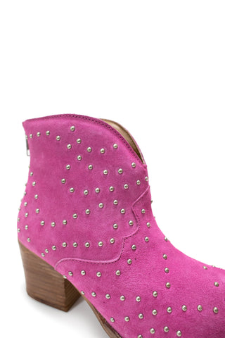 Twilight Studded Heeled Ankle Boot in Magenta - Glamourous Grace