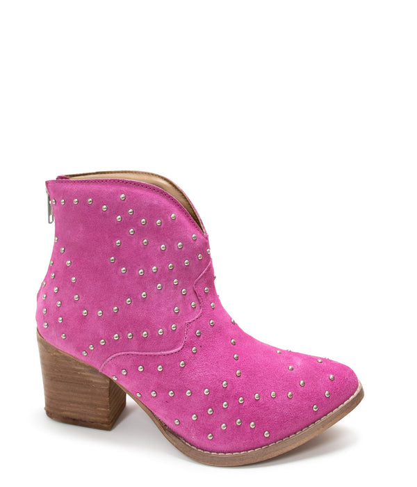 Twilight Studded Heeled Ankle Boot in Magenta - Glamourous Grace