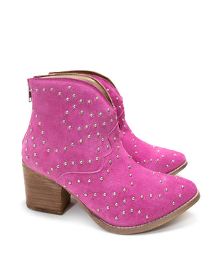 Twilight Studded Heeled Ankle Boot in Magenta - Glamourous Grace