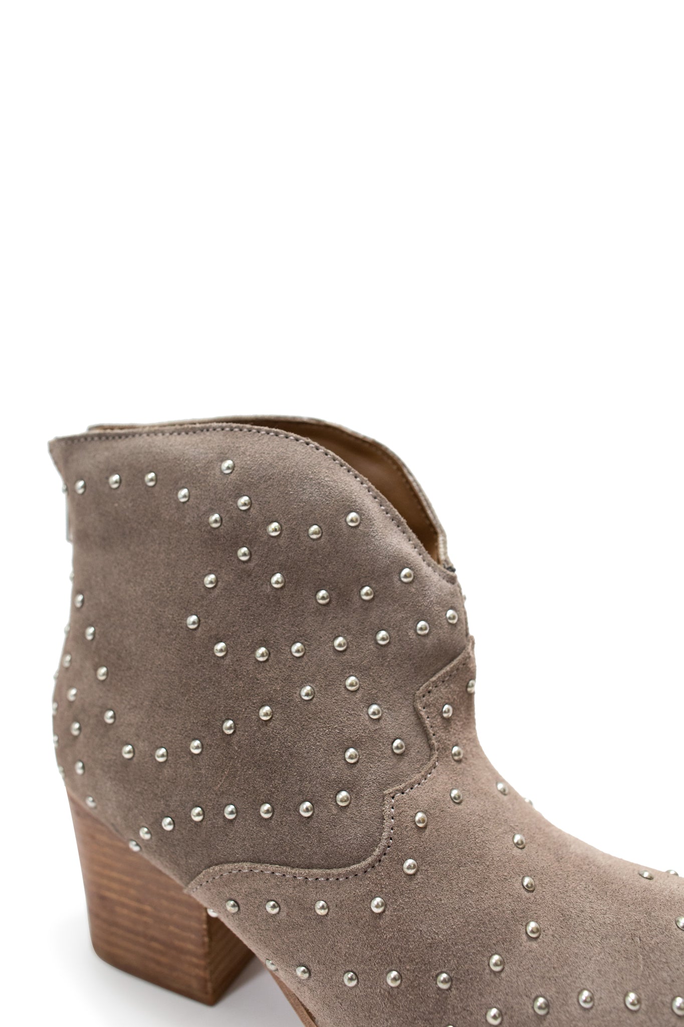 Twilight Studded Heeled Ankle Boot in Taupe - Glamourous Grace