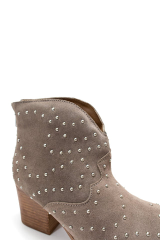 Twilight Studded Heeled Ankle Boot in Taupe - Glamourous Grace