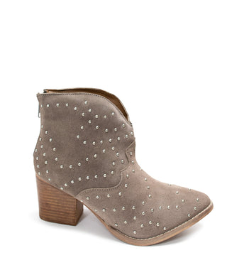 Twilight Studded Heeled Ankle Boot in Taupe - Glamourous Grace