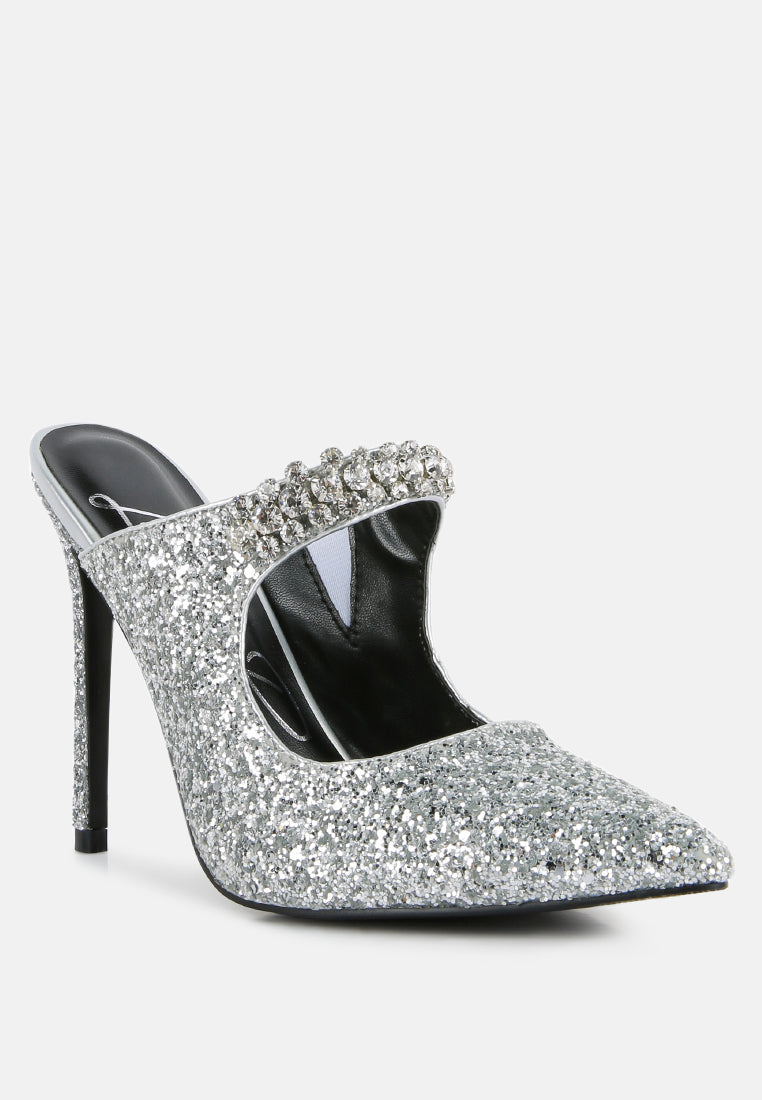 Twinklet Glitter Diamante Embellished Stilettos - Glamourous Grace