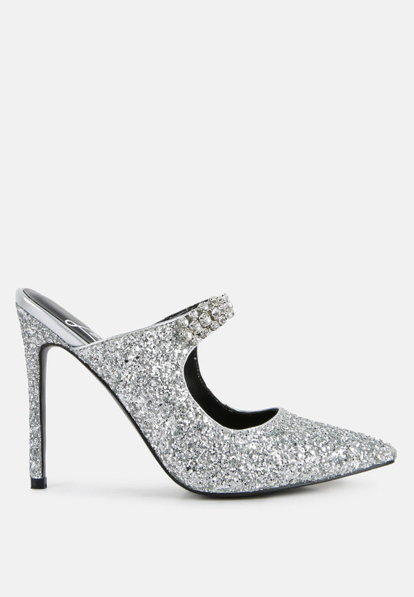 Twinklet Glitter Diamante Embellished Stilettos - Glamourous Grace
