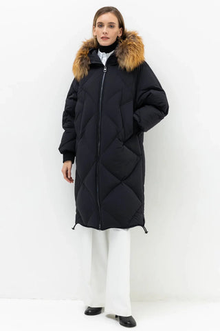 Vivienne Genuine Red Fox Trim Down Insulated Coat