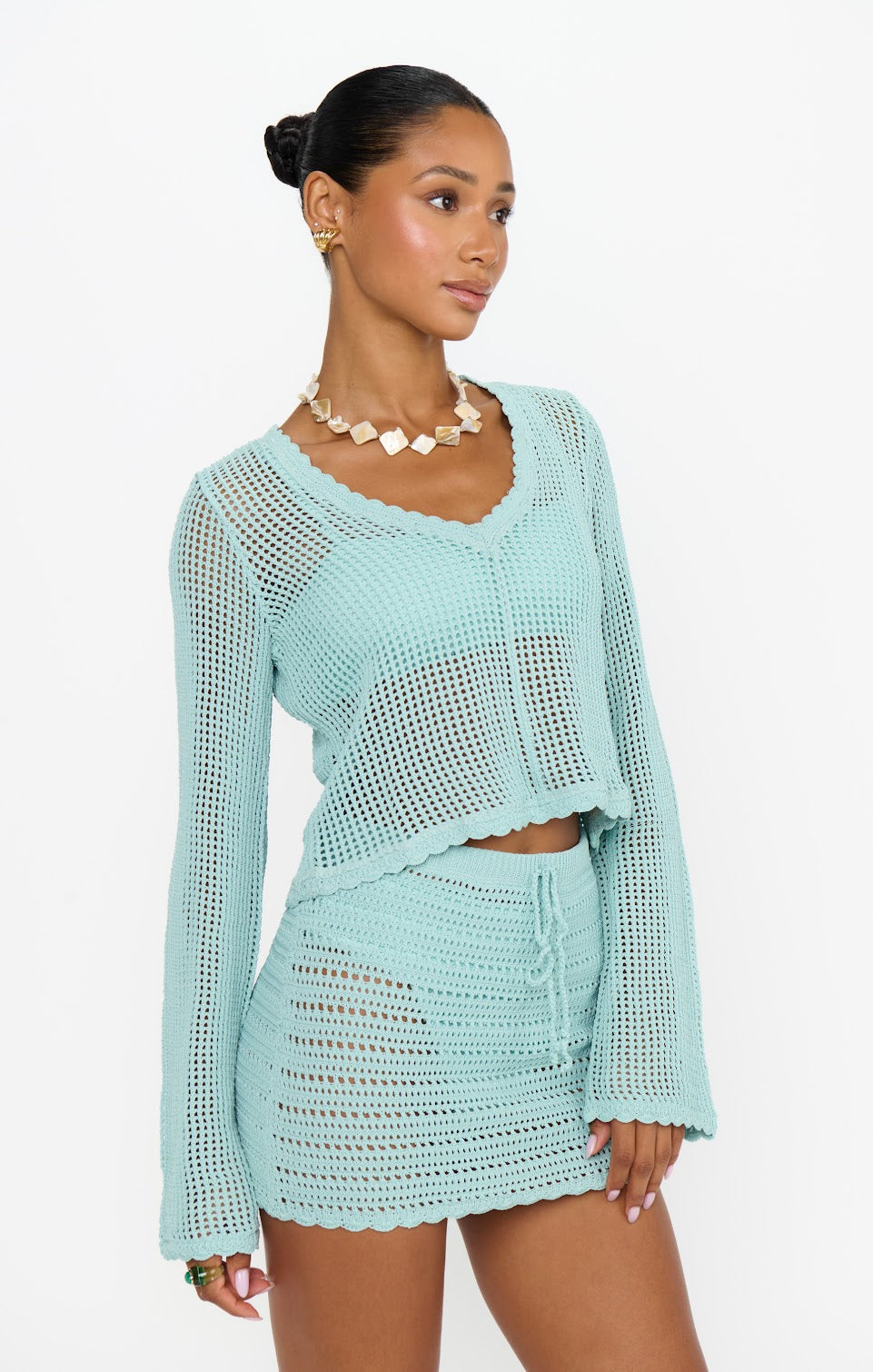 Offshore Jelly Mint Crochet Top