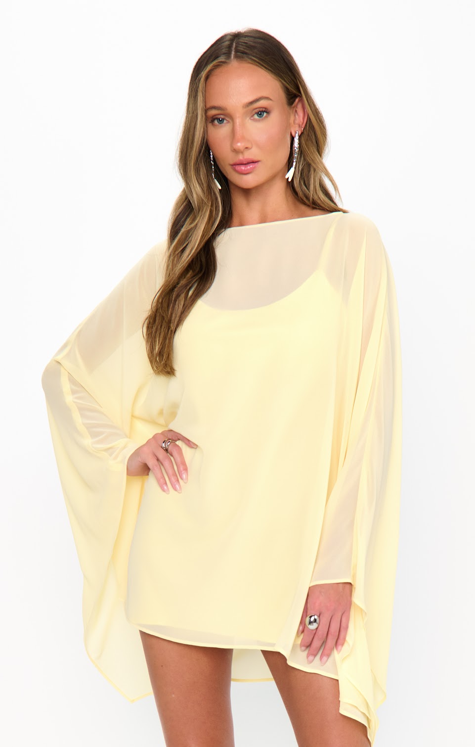 Olsen Pale Yellow Chiffon Mini Dress - Glamourous Grace