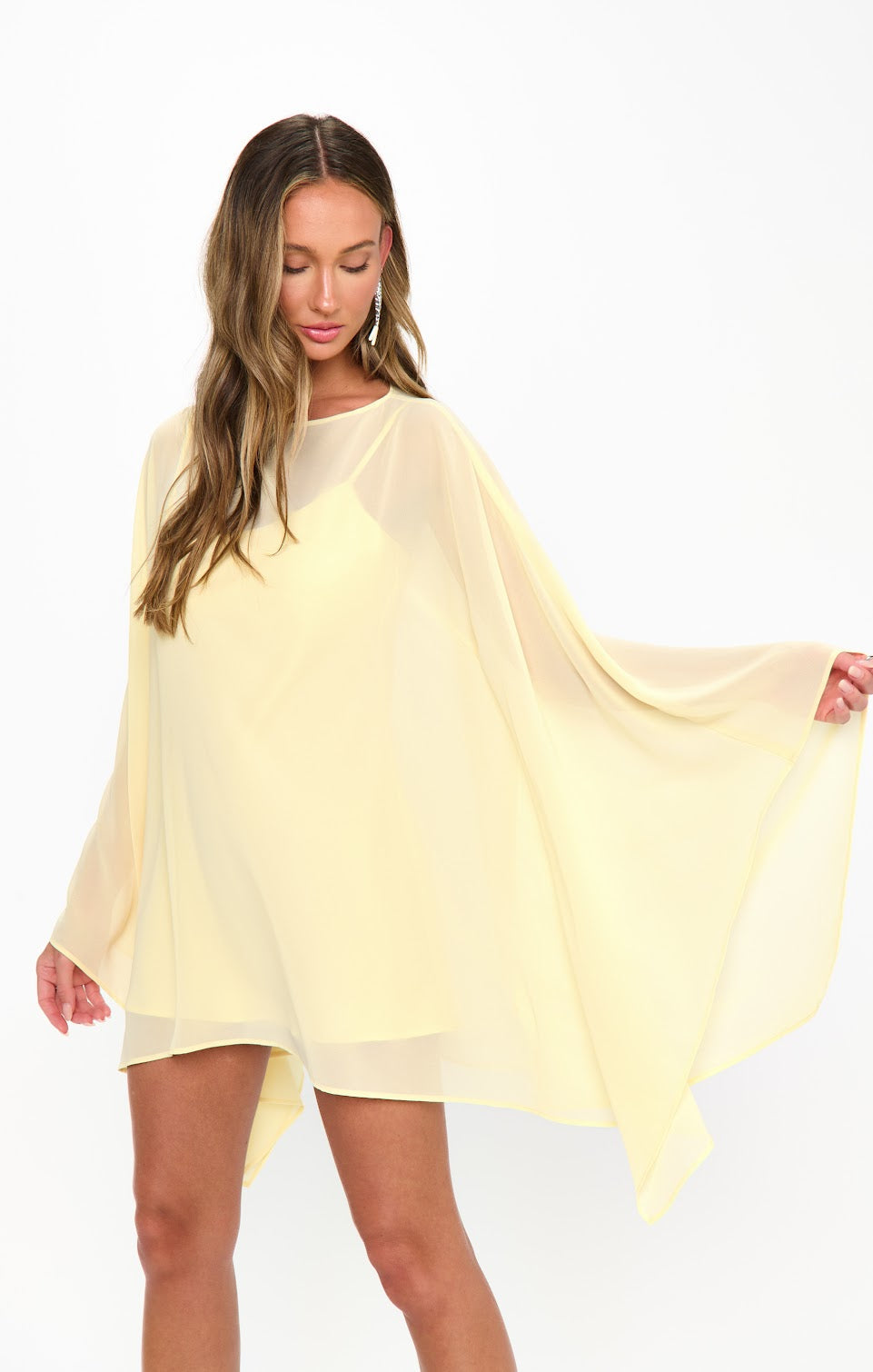 Olsen Pale Yellow Chiffon Mini Dress - Glamourous Grace