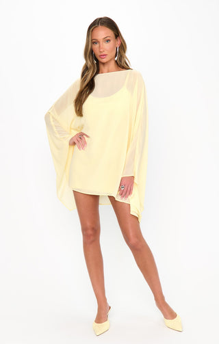 Olsen Pale Yellow Chiffon Mini Dress - Glamourous Grace