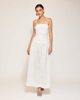 Emberly Mix- Media Dress | White