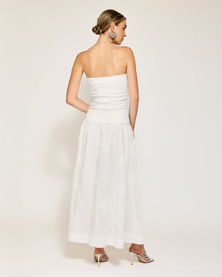 Emberly Mix- Media Dress | White