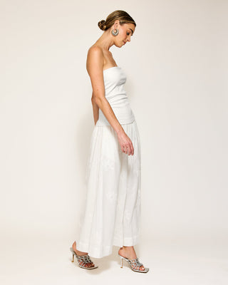 Emberly Mix- Media Dress | White