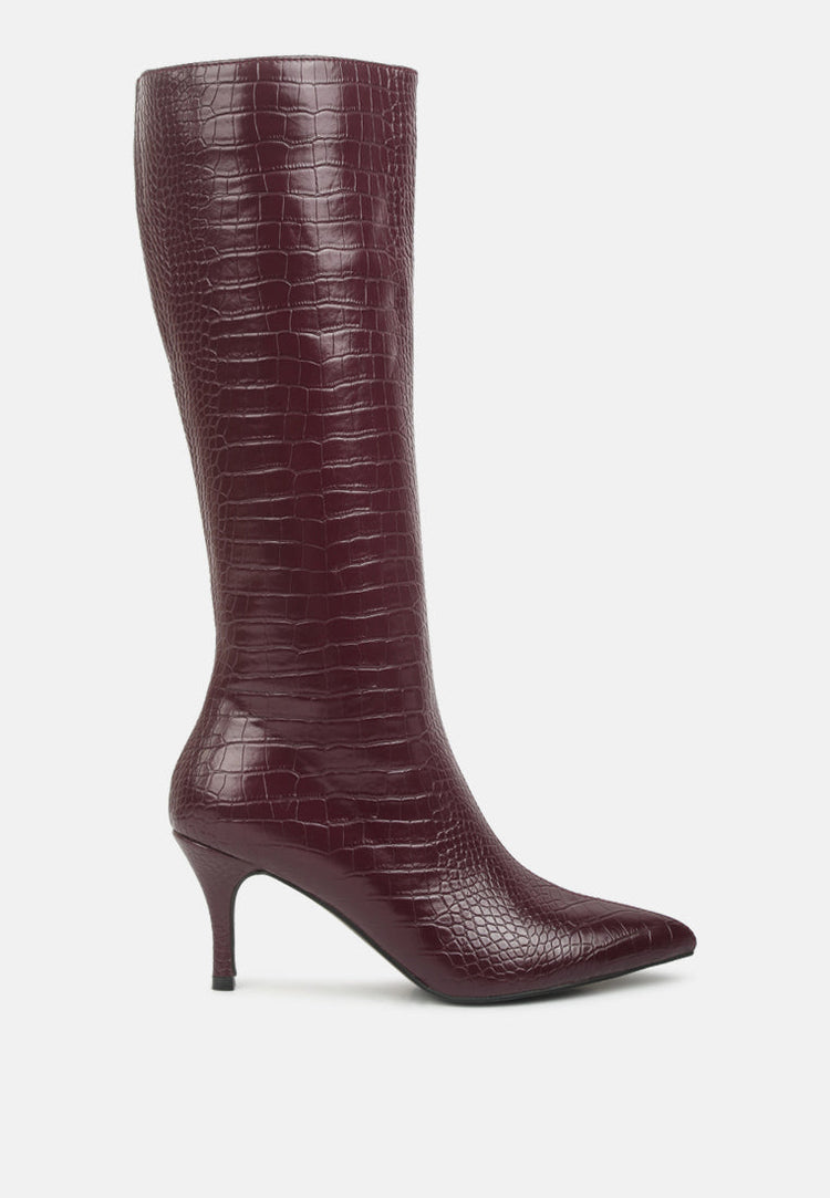 Uptown Pointed Mid Heel Calf Boots - Glamourous Grace