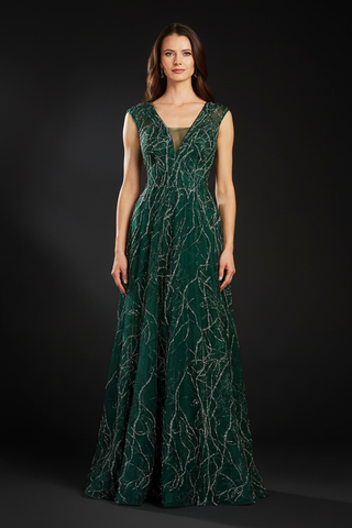 V-Neck Beaded Ball Gown OUTLET - Glamourous Grace