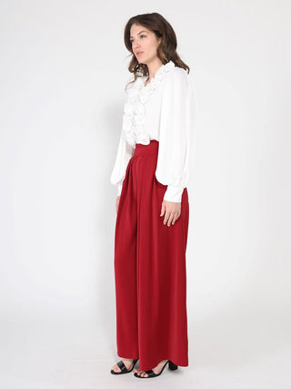 V-Neck Long Sleeve Ruffle Detailed Crop Top - Glamourous Grace