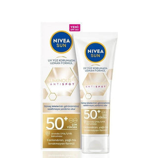 Nivea Sun Luminous630 Anti-Spot Sunscreen Face Cream SPF50+ - Non-Greasy, Reduces Sun Spots, 1.35 fl oz - Glamourous Grace