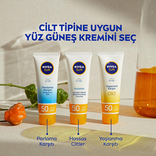 Nivea Sun SPF 50+ Anti-Aging Q10 Facial Sunscreen: Daily Sun Protection for Wrinkles & Dark Spots, Broad Spectrum UVA/UVB Defense - Glamourous Grace