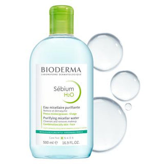 Bioderma Sebium H2O Micellar Water for Oily and Acne-Prone Skin - Gentle Makeup Remover & Cleanser, Dermatologically Tested, 16.91 fl oz - Glamourous Grace