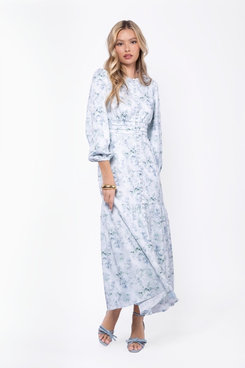 Valentina Dress (Green Flower) - Glamourous Grace