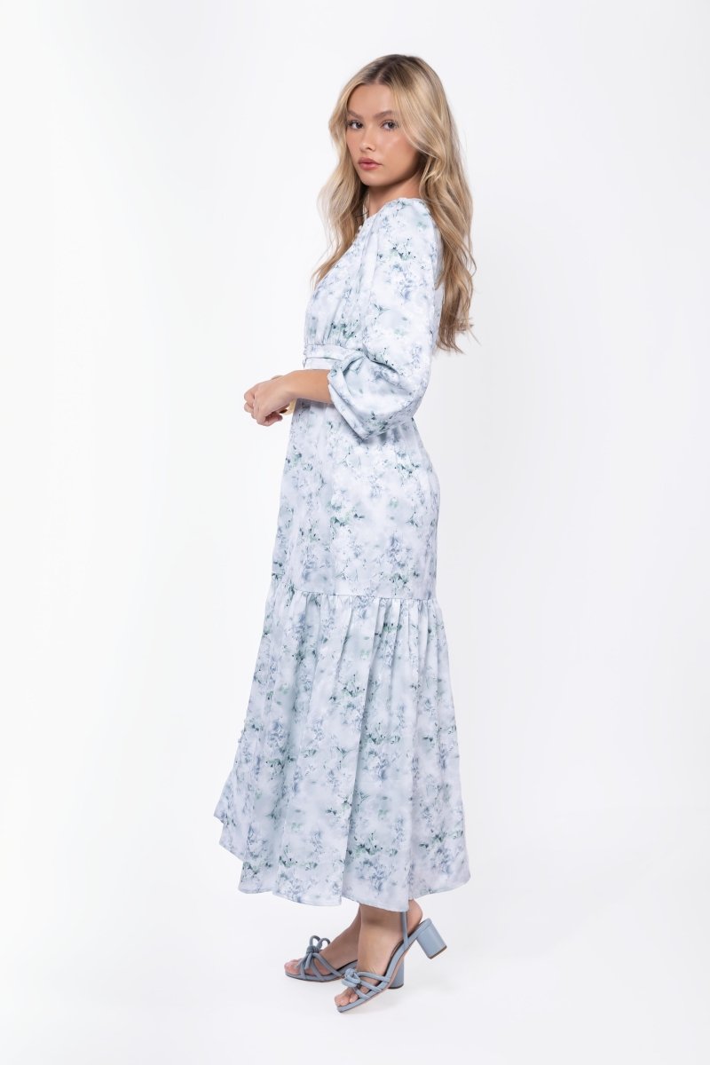 Valentina Dress (Green Flower) - Glamourous Grace