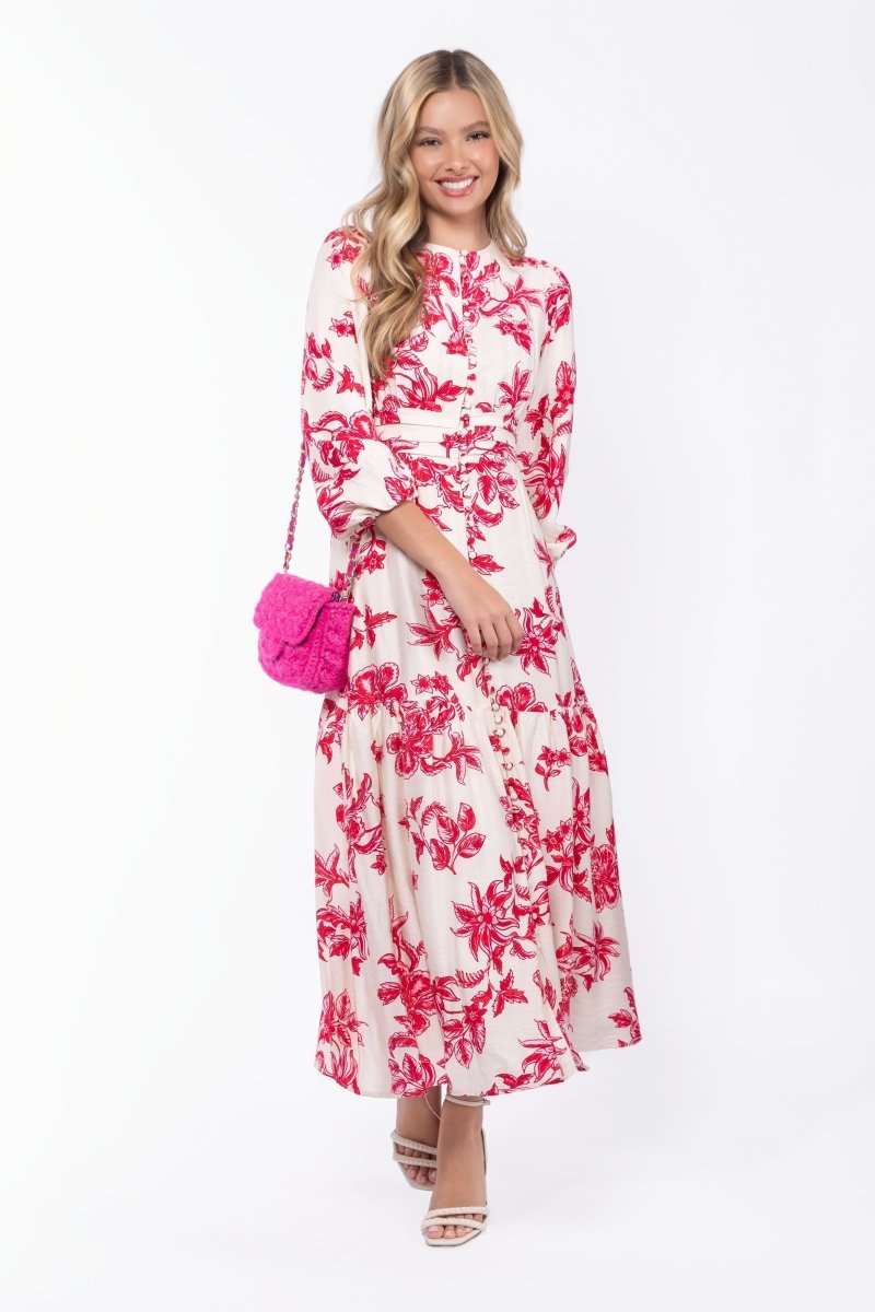 Valentina Dress (White/Pink) - Glamourous Grace