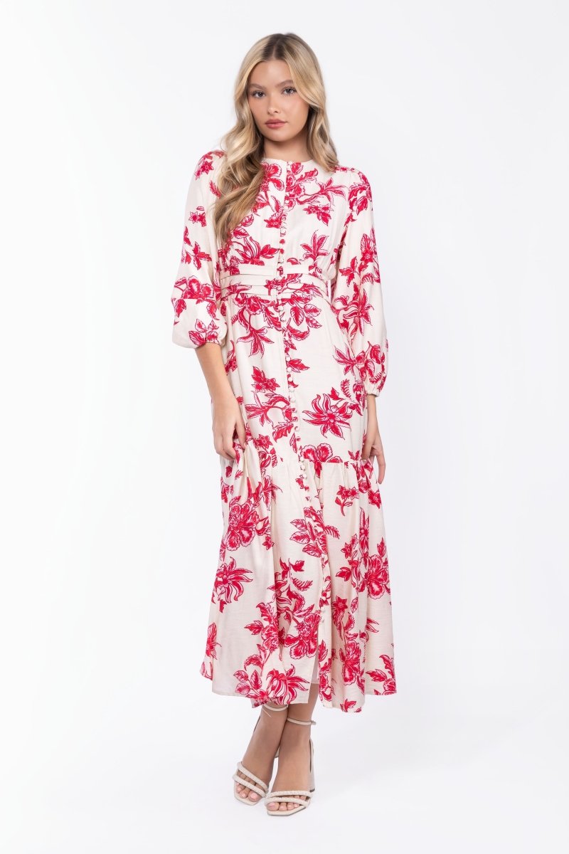 Valentina Dress (White/Pink) - Glamourous Grace