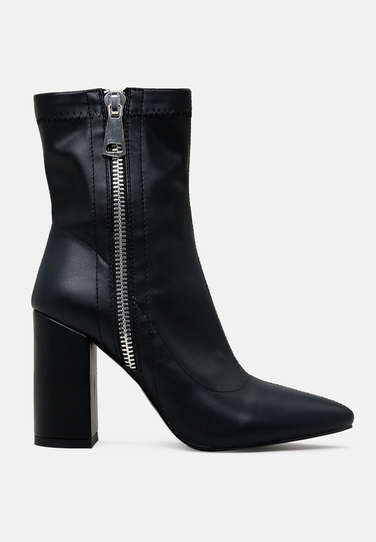 Valeria Pointed Toe High Ankle Boots With Side Zipper - Glamourous Grace