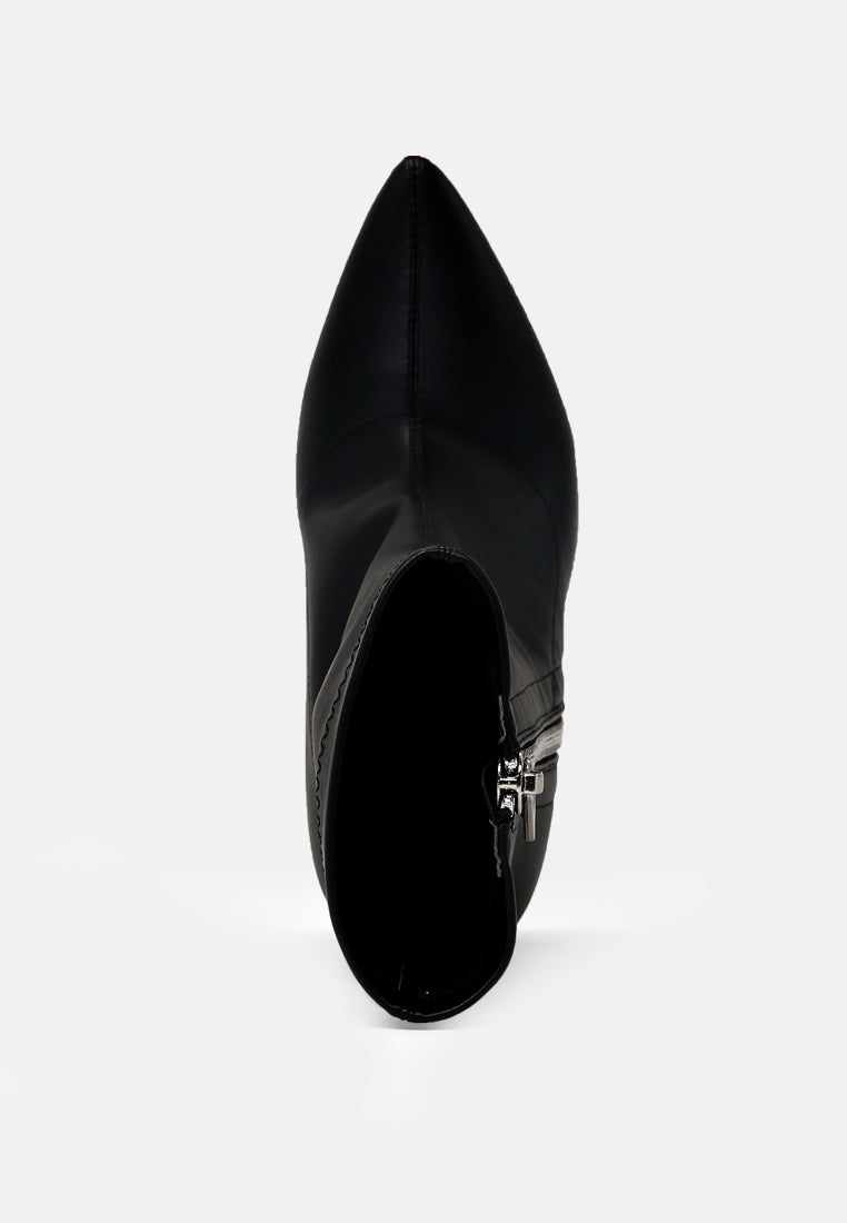 Valeria Pointed Toe High Ankle Boots With Side Zipper - Glamourous Grace