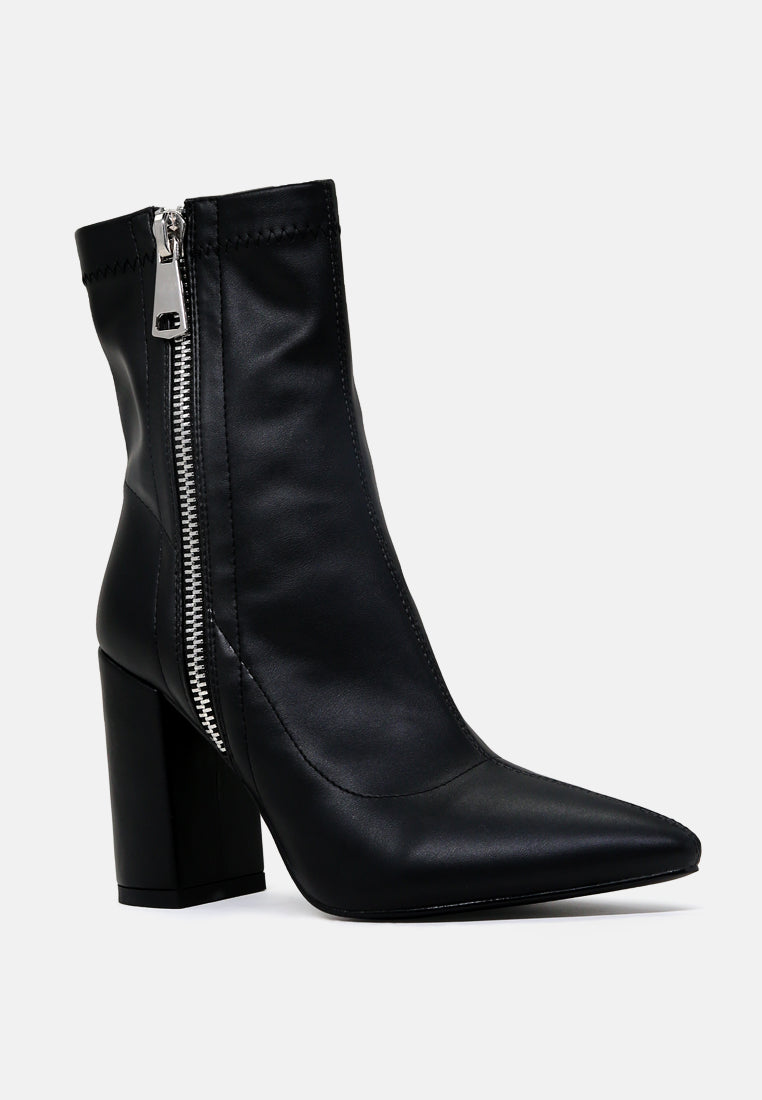 Valeria Pointed Toe High Ankle Boots With Side Zipper - Glamourous Grace