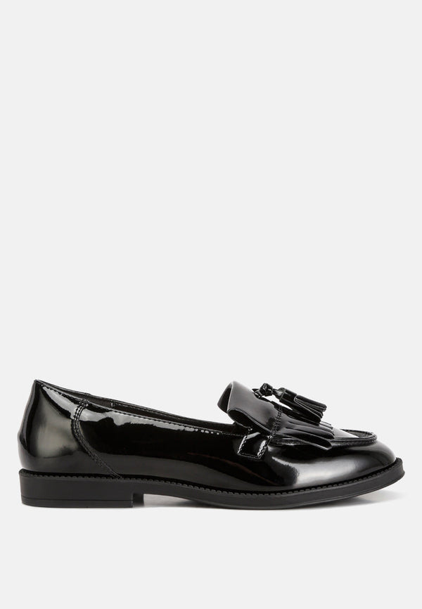 Valerie Tassel Detail Patent Loafers - Glamourous Grace