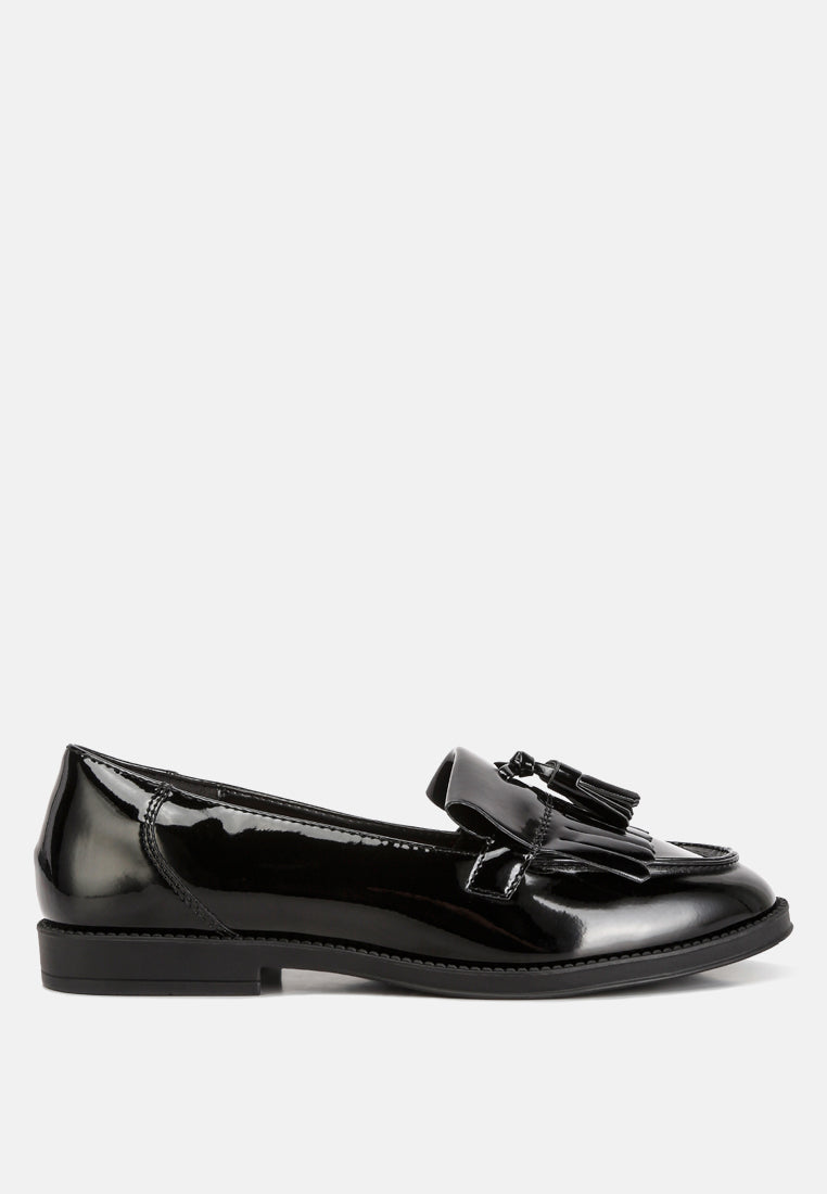 Valerie Tassel Detail Patent Loafers - Glamourous Grace