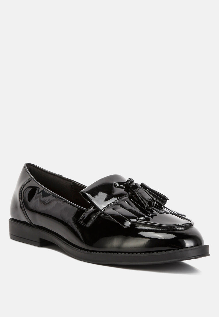Valerie Tassel Detail Patent Loafers - Glamourous Grace