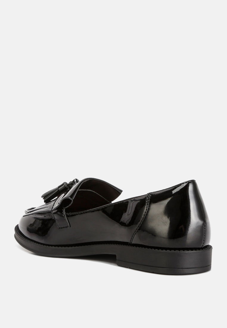 Valerie Tassel Detail Patent Loafers - Glamourous Grace