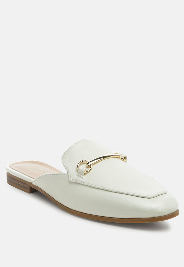 Vasiliki Faux Leather Flat Mules - Glamourous Grace