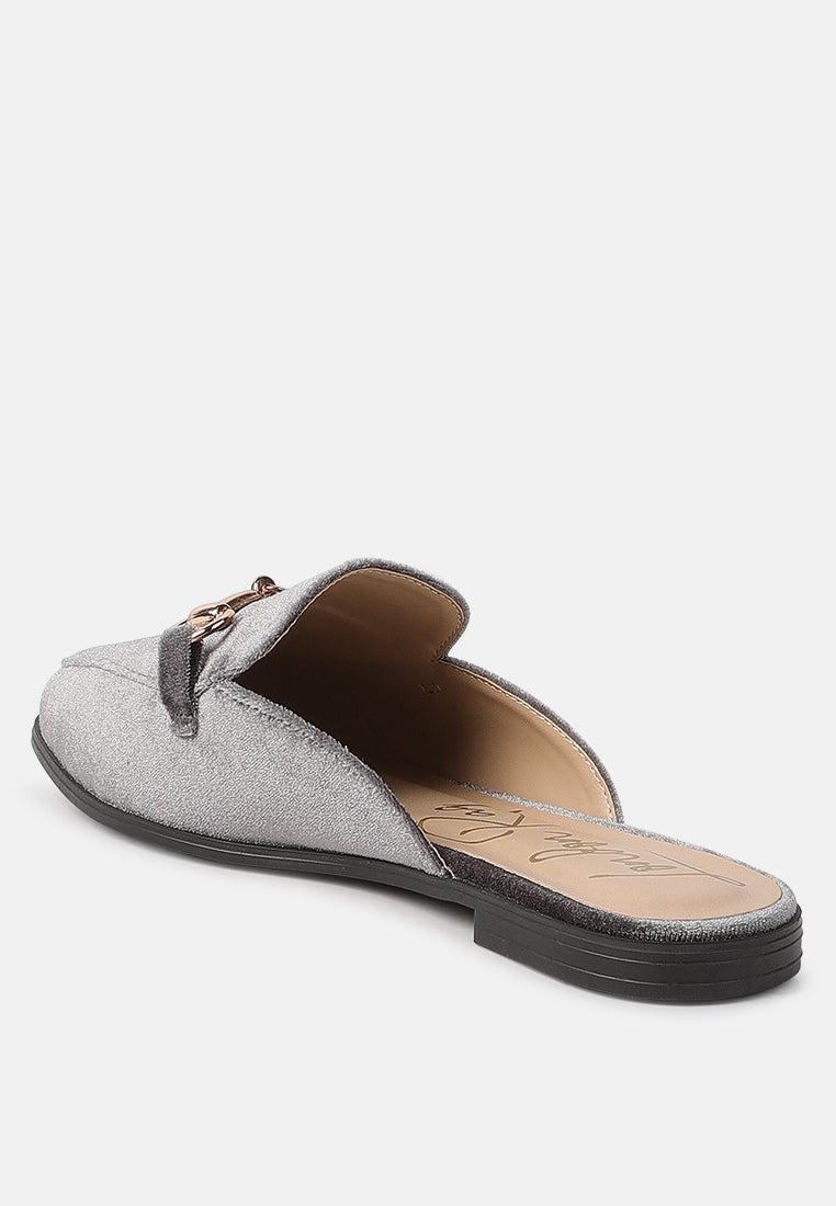 Velvet Buckled Flat Mules - Glamourous Grace