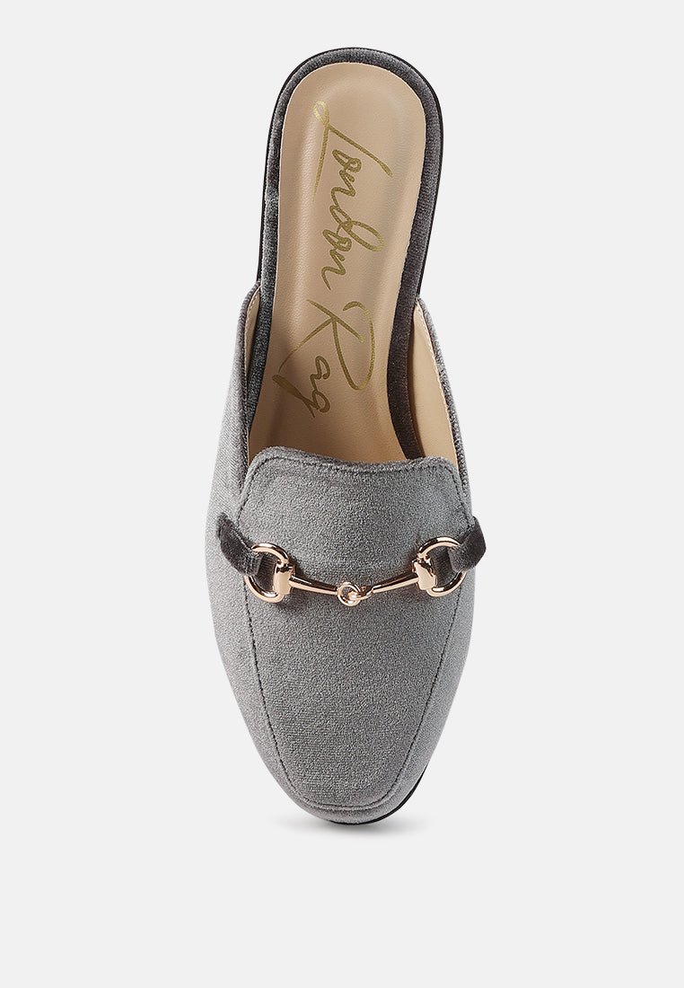 Velvet Buckled Flat Mules - Glamourous Grace