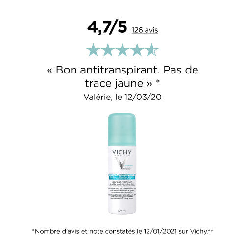 Vichy 48H Anti-Perspirant Aerosol Deodorant, No Marks