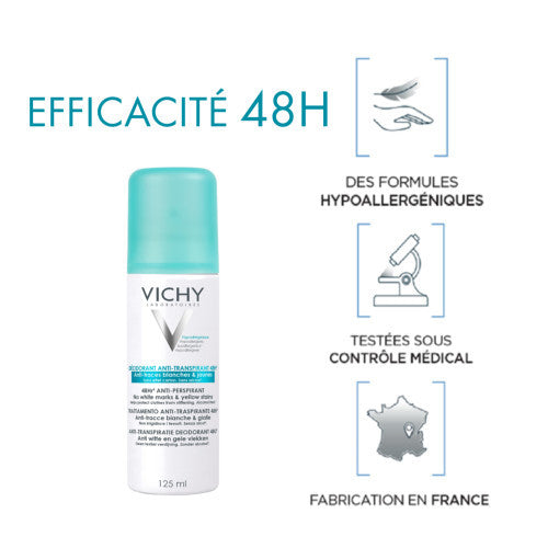 Vichy 48H Anti-Perspirant Aerosol Deodorant, No Marks