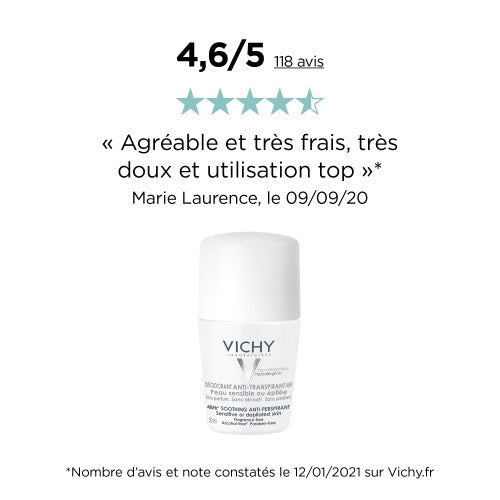 Vichy 48H Anti-Perspirant Roll-On Deodorant for Sensitive Skin