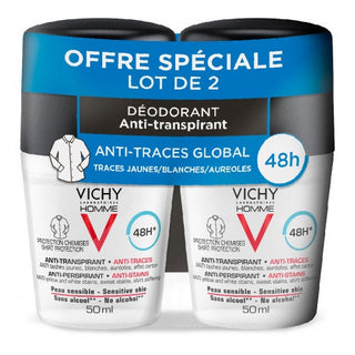 Vichy Homme 48H Anti-Trace Roll-On Deodorant Set of 2