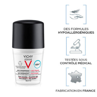 Vichy Homme 48H Anti-Trace Roll-On Deodorant Set of 2