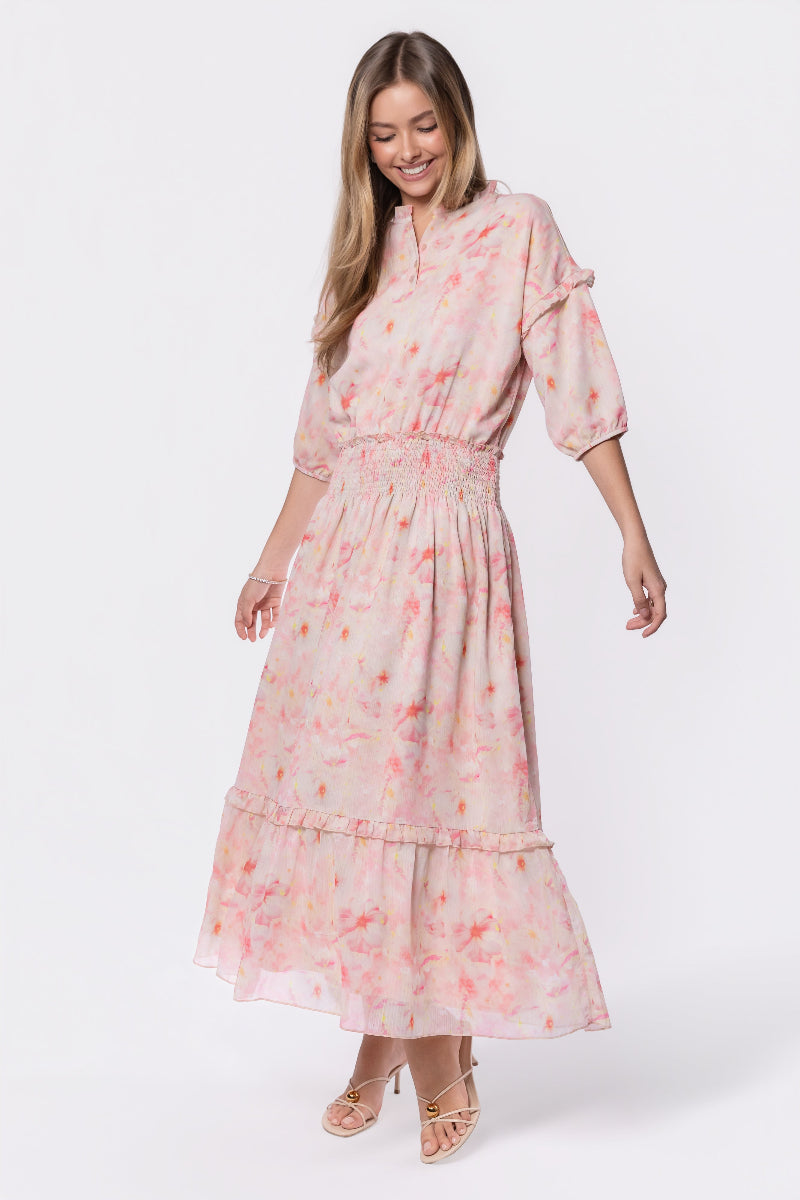 Victoria Dress (Pink Yellow) - Glamourous Grace