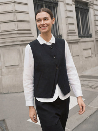 Linen-Lyocell Panel Layered Vest ODELIA - Glamourous Grace