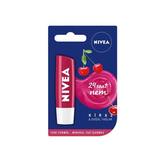 Nivea Lip Stick Kiraz 24 Hour Moisturizing Lip Care - Cherry Flavored Lip Balm Stick for Dry Lips - Glamourous Grace