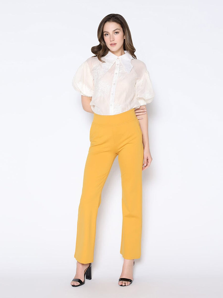 Waist Band Stretched Fitted Pants