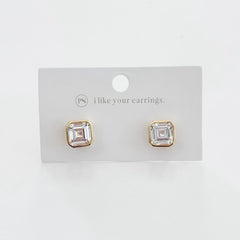 Bezel Diamond Stud Earrings - WATERPROOF